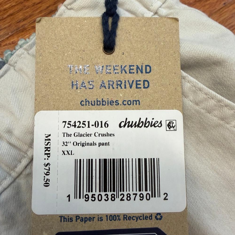 Chubbies The Glacier Crushes Originals Pants Mens 2XL 32" Beige Elastic Waist - Picture 4 of 16